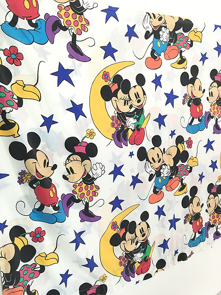 雑貨 古着 80-90s Disney ディズニー ミッキー＆ミニー 月 星 総柄