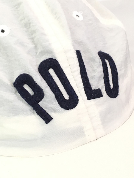 [4] 雑貨 古着 90s USA製 POLO RalphLauren ロゴ 刺しゅう ナイロン キャップ 帽子 古着