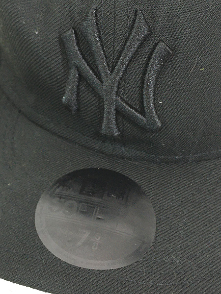 [5] 雑貨 古着 NEW ERA MLB Newyork Yankees 59FIFTY オール ブラック ウール ベースボール キャップ 7 5/8 帽子 古着