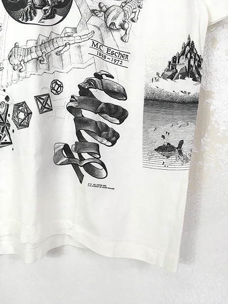古着 90s USA製 M.C. Escher エッシャー 豪華 マルチ オールド だまし絵 アート Tシャツ XL - 古着 通販 ヴィンテージ　 古着屋 Dracaena ドラセナ