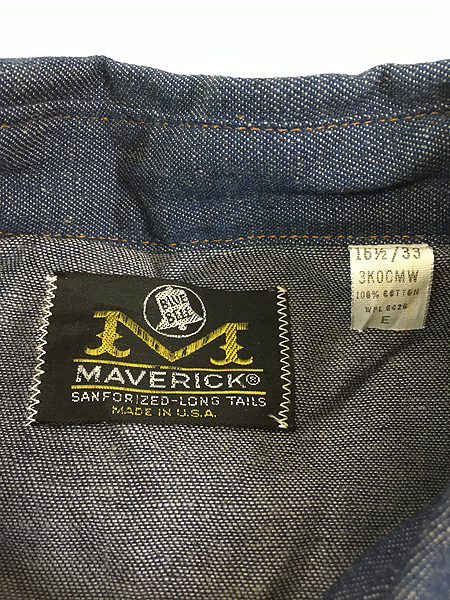 Deadstock」 古着 70s USA製 BULE BELL MAVERICK 真紺 100%コットン