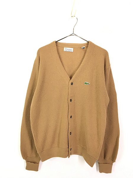 古着 70s IZOD LACOSTE ワニ パッチ アクリル ニット カーディガン