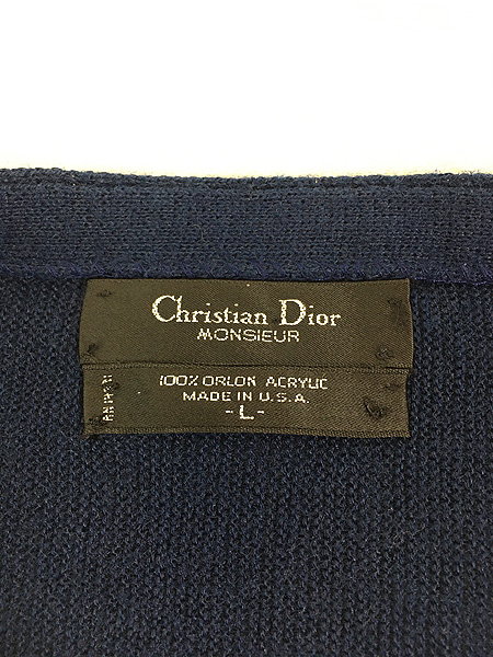 古着 80s USA製 Christian Dior ワンポイント アクリル ニット