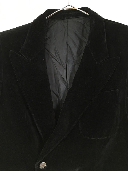 古着 80s フランス製 Yves Saint Laurent ブラック ベロア ベルベット 