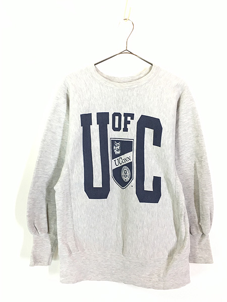 古着 90s USA製 Champion Reverse Weave 「U OF C」 染込み リバース