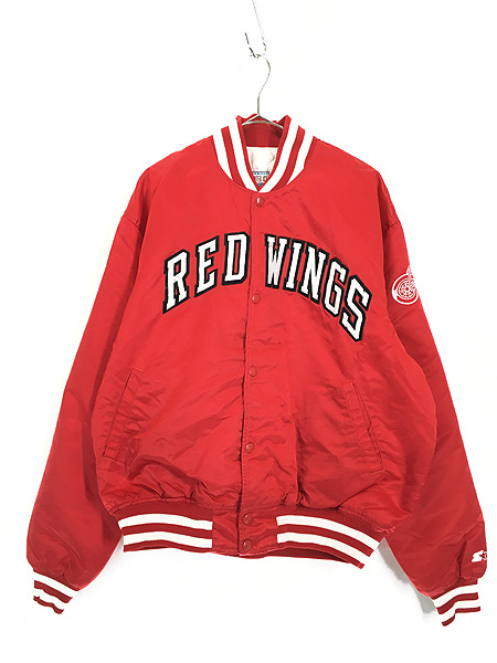 古着 90s USA製 NHL Detroit Red Wings レッドウィングス 光沢 サテン スタジャン ジャケット XL 古着 - 古着 通販  ヴィンテージ　古着屋 Dracaena ドラセナ