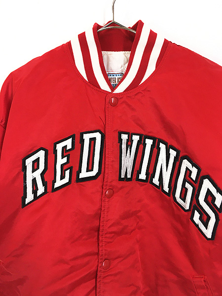 古着 90s USA製 NHL Detroit Red Wings レッドウィングス 光沢 サテン 