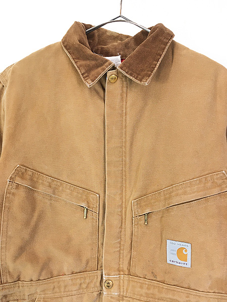 古着 80s USA製 Carhartt 100周年 アニバーサリー パデット ブラウン ダック オールインワン つなぎ W35 L27 古着 -  古着 通販 ヴィンテージ　古着屋 Dracaena ドラセナ