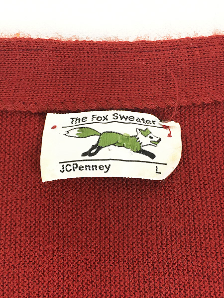 古着 80s USA製 JC Penney The Fox Sweater キツネ ワッペン アクリル
