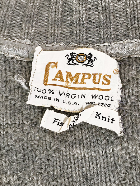 古着 60s USA製 Campus 「Fisherman Knit」 フィッシャーマン ウール 