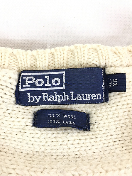 古着 90s Polo Ralph Lauren ケーブル編み チルデン ウール ニット