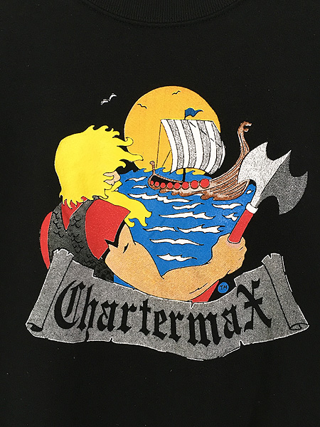 古着 90s USA製 Charter Max バイキング 海 ポップ アート スウェット
