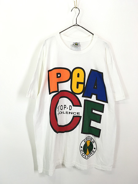 古着 90s USA製 CROSS COLOURS 「PEACE」 カルチャー Tシャツ XXL 古着 - 古着 通販 ヴィンテージ　古着屋  Dracaena ドラセナ
