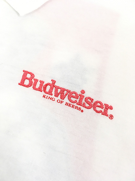 古着 90s USA製 Budweiser バドワイザー ビール 企業 ロゴ ポロシャツ
