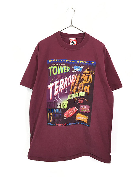 古着 90s USA製 Disney 「TOWER OF TERROR」 アトラクション Tシャツ L