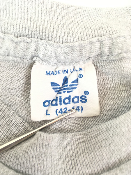 古着 80s USA製 adidas トレフォイル BIG ロゴ 両面 プリント Ｔシャツ L 古着 - 古着 通販 ヴィンテージ 古着屋  Dracaena ドラセナ