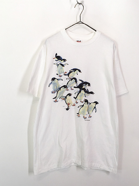 古着 90s USA製 ペンギン アニマル グラフィック Tシャツ L 古着