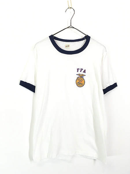 古着 80s USA製 FFA ワンポイント ファーマーズ リンガー Tシャツ M