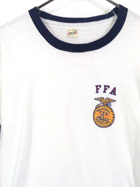 古着 80s USA製 FFA ワンポイント ファーマーズ リンガー Tシャツ M