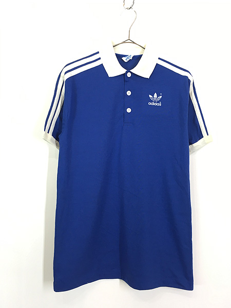 古着 80s USA製 adidas トレフォイル 3ライン ポロシャツ M 古着