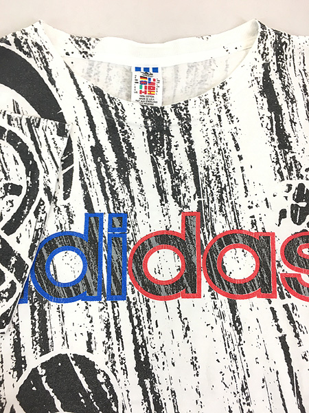 古着 90s USA製 adidas 「World Cup USA 94」 サッカー ワールドカップ オールオーバー Tシャツ L 古着 - 古着  通販 ヴィンテージ　古着屋 Dracaena ドラセナ