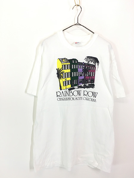 古着 90s USA製 Rainbow Row カラフル ハウス 観光地 アート Tシャツ L 古着 - 古着 通販 ヴィンテージ 古着屋  Dracaena ドラセナ