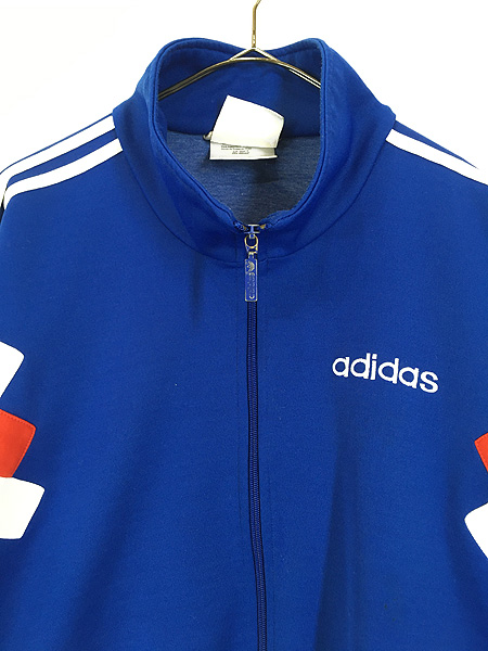 古着 80s adidas トリコロール 3ライン ハイネック ジャージ トップ L 