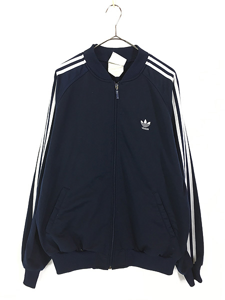 古着 80s adidas トレフォイル 刺しゅう 3ライン 光沢 ジャージ トップ L 古着 【shop】 - 古着 通販 ヴィンテージ　古着屋  Dracaena ドラセナ