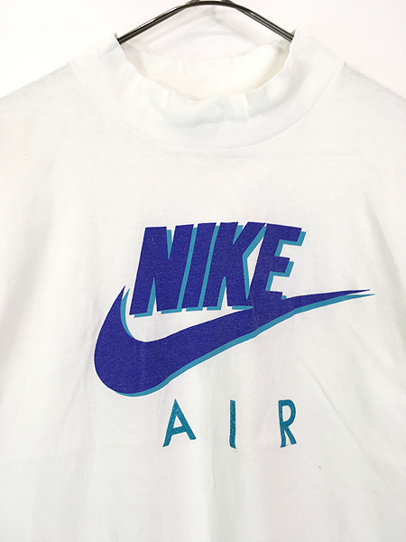 古着 90s USA製 NIKE AIR BIG ロゴ モックネック Tシャツ M位 古着