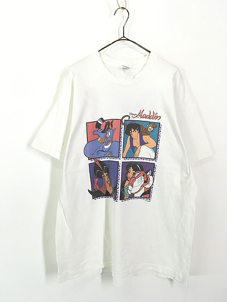 古着 90s USA製 Disney Aladdin アラジン ジャファー ジーニー ジャスミン マルチ キャラクター Tシャツ XL 古着 - 古着  通販 ヴィンテージ　古着屋 Dracaena ドラセナ