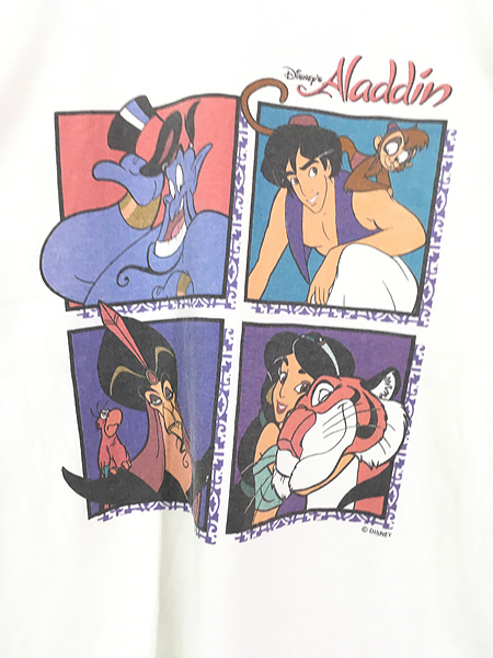 Kフォローで割引多数出品中ドスペ！　アラジン　Aladdin ディズニー赤タグ　ヴィンテージ　Tシャツ　L