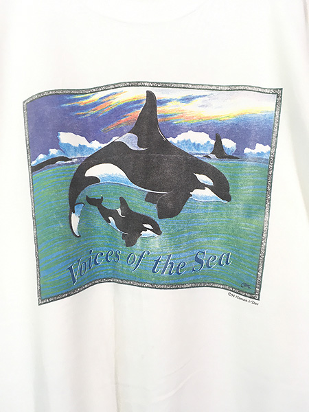 古着 90s USA製 Human-i-Tees 「Voices of the Sea」 シャチ アニマル