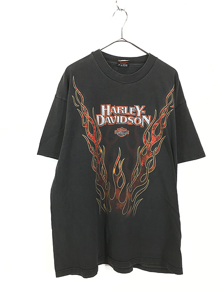 両面プリントHarley davidson 90s ヴィンテージ Tシャツ XL flame