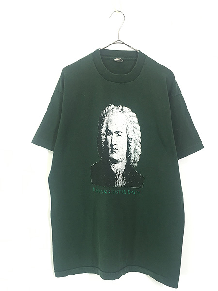古着 90s USA製 Bach バッハ 音楽家 偉人 肖像画 Tシャツ L 古着 