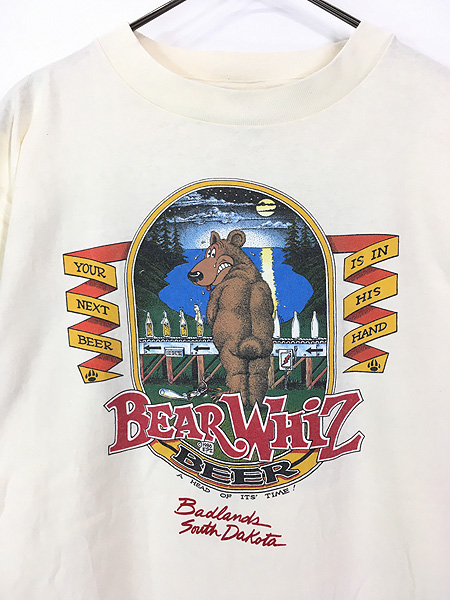 古着 80s USA製 「BEAR WHIZ BEER」 クマ ビール ポップ アート T 