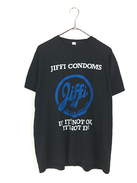 古着 80s USA製 Jiffi condoms ゴム コンドーム 企業 プロモ エロ T 
