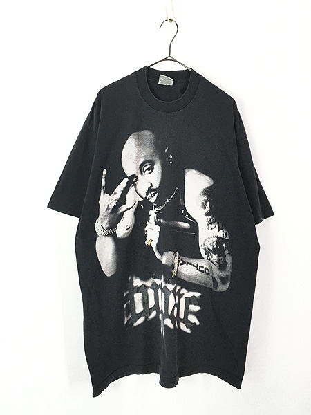 ラップTシャツ90s USA製 2PAC BIGフォト × ラインストーン