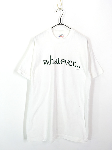 古着 90s USA製 「whatever...」 メッセージ Tシャツ L 古着 - 古着