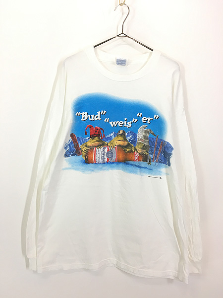 古着 90s Budweiser バドワイザー カエル ビール 企業 長袖 Tシャツ XL ...