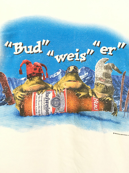 古着 90s Budweiser バドワイザー カエル ビール 企業 長袖 Tシャツ XL