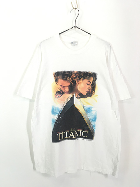 Kフォローで割引多数出品中90s TITANIC タイタニック　白　XL ヴィンテージ　ムービー　Tシャツ