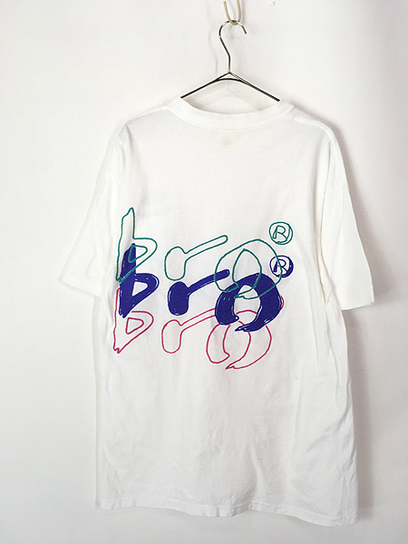 古着 90s USA製 UMBRO 3連 グラフィック ロゴ 巻き プリント Tシャツ L