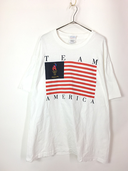 古着 90s アトランタ 五輪 オリンピック チーム アメリカ 星条旗 Tシャツ XL 古着