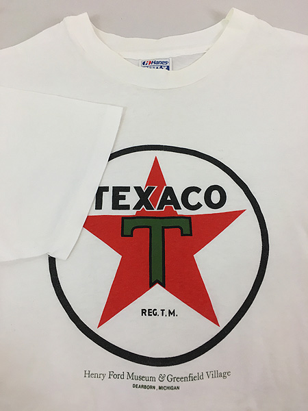 古着 80s USA製 「TEXACO」 テキサコ スター 企業 BIG ロゴ Tシャツ XL