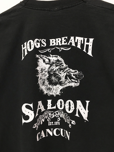 古着 90s USA製 Hog's Breath レストラン 企業 モノクロ Tシャツ XL ...