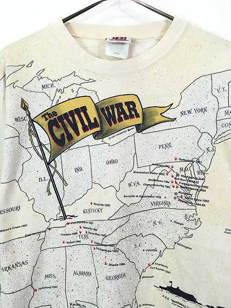 古着 90s USA製 Art Unlimited 「The Civil War」 南北戦争 地図