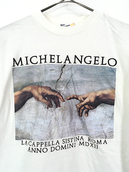 古着 80-90s Michelangelo ミケランジェロ アダムの創造 西洋美術