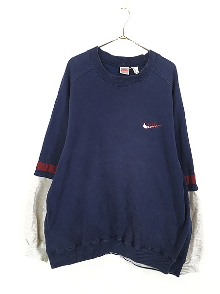 古着 90s NIKE 筆記体 ロゴ 刺しゅう 袖 切替 スウェット トレーナー XL 古着 - 古着 通販 ヴィンテージ　古着屋 Dracaena  ドラセナ