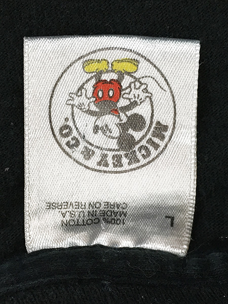 古着 90s USA製 Disney Mickey 逆さ ミッキー Tシャツ L 古着 - 古着