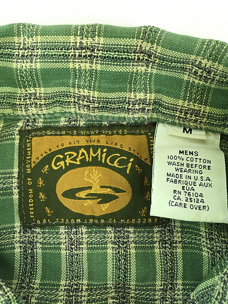 古着 90s USA製 Gramicci チェック 半袖 ボックス シャツ M 古着